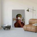 Black Art Printable Fashion Poster displayed in a modern living room setting, highlighting home decor.