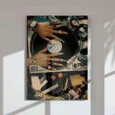 Detailed view of abstract designs from the Black Art Printable Wall Art Set, including vibrant colors and shapes.