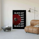 Black Art x The Strokes Vinyl Poster showcased in a minimalist room with a cozy leather chair and red vinyl.