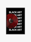 Black Art x The Strokes Vinyl Poster featuring bold text design on a black background with a red vinyl record.