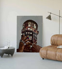 Black Man Culture digital wall art displayed prominently on a wall, emphasizing cultural richness through design.