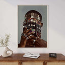 Large Black Man Culture art print with intricate details and decorative features shown against a stylish background.