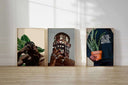 Black Melanin Art Set of 3 featuring a figure adorned with jewelry, emphasizing cultural expression and strength.