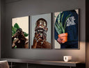 Black Melanin Art Set of 3 with an introspective figure, capturing deep emotions and identity.