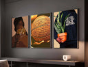 Black Men Cave Poster Set of 6, featuring a powerful image of hands holding a basketball with text.