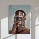 Black Men Cave Poster Set of 6 illustrating a person adorned with jewelry, symbolizing strength and pride.