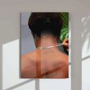 Black Men Cave Poster Set of 6, depicting a person holding a jewelled face covering, showcasing artistic expression.