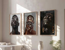 Black Men Wall Art Set of 3 highlighting a powerful gaze with artistic representations of Black identity and culture.