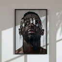 Black Men Wall Art Set of 3 featuring strong facial expressions adorned with vibrant accessories celebrating culture.