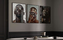 Black Men Wall Art Set of 3 featuring a striking artwork of a man with symbolic accessories and a serene expression.