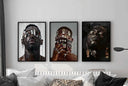 Black Men Wall Art Set of 3 highlighting dynamic expressions and rich cultural symbols in Afrocentric art style.