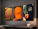Digital wall art showcasing an orange hat with the phrase "I'm Just Out Here Trusting God."