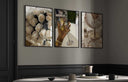 Black Woman Art Set of 3 Digital Prints featuring Afrocentric digital wall art in a modern living room, instant download by Haus of Prints.