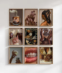 Black Woman Printable Art Print Set of 9 showcasing vibrant Afrocentric culture and strength, perfect for gallery wall decor.