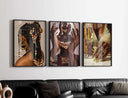 Close-up of a Black Woman’s hairstyle featuring colorful beads and bold earrings, part of the Printable Art Print Set.