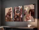 Hands adorned with stylish rings and long nails, set against a muted background, from the Black Woman Printable Art Set.