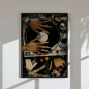 DJ turntable with decorative hands and sparkling jewelry, representing the energy of Black culture in this art print.