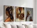 Black Woman with intricate braids and statement earrings, a striking piece reflecting Afrocentric beauty in the art set.