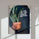 Artistic representation of a Black woman with a vibrant green background from the wall art set.