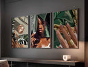 Close-up of Black Woman Wall Art Set showcasing artistic details that celebrate strength and beauty.