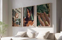 Black Woman Wall Art Set presented on a stylish wall, featuring cultural elements that enrich the space.