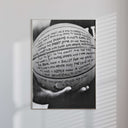 Black and White Sports Poster of a basketball with handwritten text, ideal for sporty wall art.