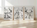 Black and White Toys Set of 3 Posters with engaging designs blending fashion and art for stylish interiors.