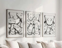 Black and White Toys Set of 3 Posters displaying unique graphic art, ideal for stylish wall enhancement.
