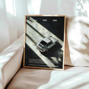 Classic Porsche 911 Wall Art Print highlighting a vintage sports car against a minimalist background.
