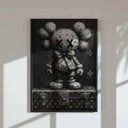 Close-up of HYPEBEAST KAWS poster, emphasizing bold designs and street art influences.
