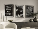 Fashion Quote Wall Art Set of 3 with bold lettering in black and white, perfect for elevating home decor.