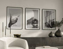 Trio of prints in a cozy room setting, highlighting elegant fashion art that uplifts any space.