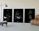 HYPEBEAST Sneaker Poster Set of 3 displaying abstract sneaker designs in monochrome aesthetic.