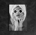 High Fashion Wall Art Set of 3 featuring black and white fashion portrait with bold rings and sunglasses, modern digital wall art by Haus of Prints.