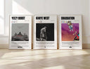 Set of 3 Hip Hop Wall Art Prints with colorful graphics reflecting music inspiration.
