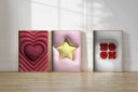 Three-dimensional heart design with layered effects in bold pink, enhancing urban decor aesthetics.