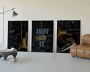 Hypebeast Nike Sneaker Wall Art Set of 3 featuring bold sneaker graphics with vibrant colors and modern text design.
