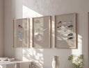 Hypebeast Sneaker Art Poster Set of 3 featuring three sneaker designs in a modern layout.