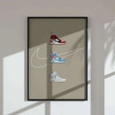 Abstract sneaker art design with intricate details, set against a neutral background.