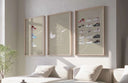 Artistic representation of sneakers arranged aesthetically, perfect for gallery walls.