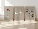 Collection of sneaker art showcasing multiple designs, enhancing urban fashion themes.