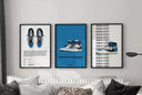 Hypebeast Sneaker Art Print showcasing stylish sneaker artwork against a bright blue background.
