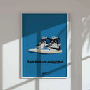 Hypebeast Sneaker Art showcasing a unique sneaker design framed by bold, black text for a striking effect.