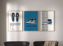 Hypebeast Sneaker Art Print Set of 3 featuring Travis Scott sneaker digital wall art displayed in modern living room decor — Haus of Prints