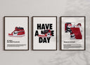 Hypebeast Sneaker Art Prints Set of 3 displaying colorful sneaker illustrations for stylish wall decor.
