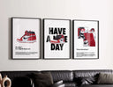 Hypebeast Sneaker Art Prints Set of 3 with dynamic sneaker imagery, enhancing any urban-themed space.