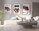 Hypebeast Sneaker Poster Set of 3 featuring Nike Air Jordan digital wall art in modern living room, printable art by Haus of Prints.