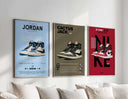 Hypebeast Sneaker Printable Poster Set of 3 showing vibrant sneaker designs for stylish home decor.