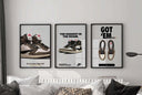 Hypebeast Sneaker Room Decor Set of 3 featuring modern sneaker art, designed for sneakerheads and decor lovers.