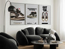 Hypebeast Sneaker Room Decor Set of 3 with unique sneaker posters for a stylish and vibrant room transformation.
